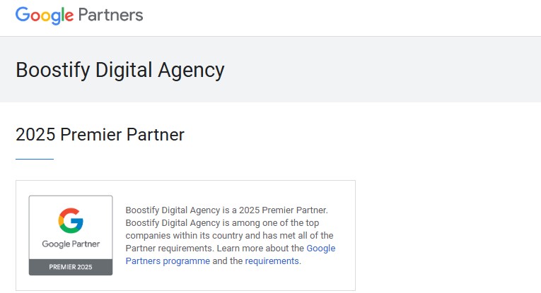 Boostify Named Google Premier Partner for 2024 and 2025.